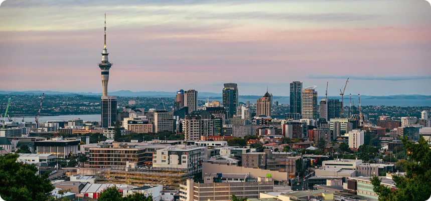 Auckland city skyline at dusk